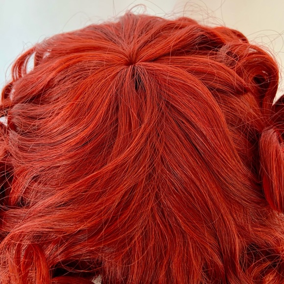 A Pretty Fire Red Color Curly Premium Fiber “Put On & Go” Wig - Picture 2 of 8